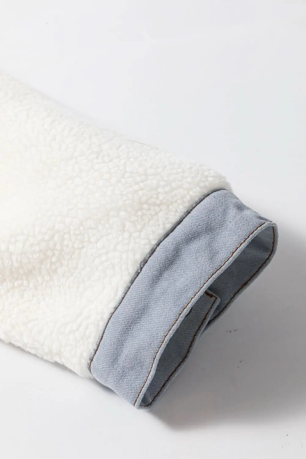 Chic white sherpa jacket with contrast trim - Love Salve